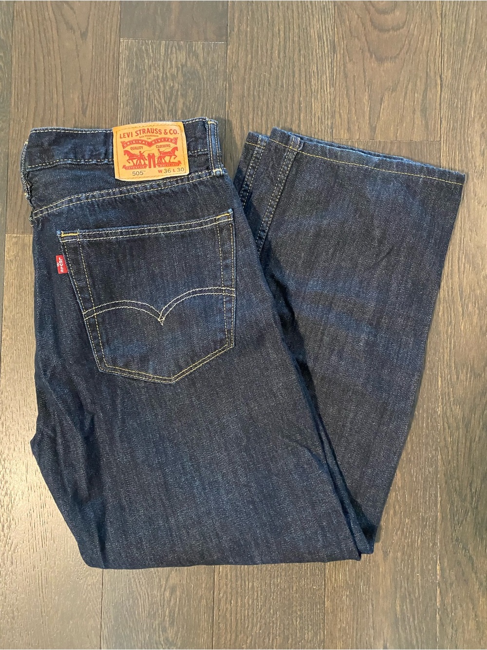 Levis 505 Men's Dark Blue Straight-Leg Jeans